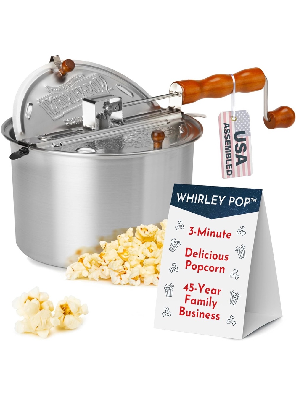 Whirley Pop Stovetop Popcorn Popper Original Silver
